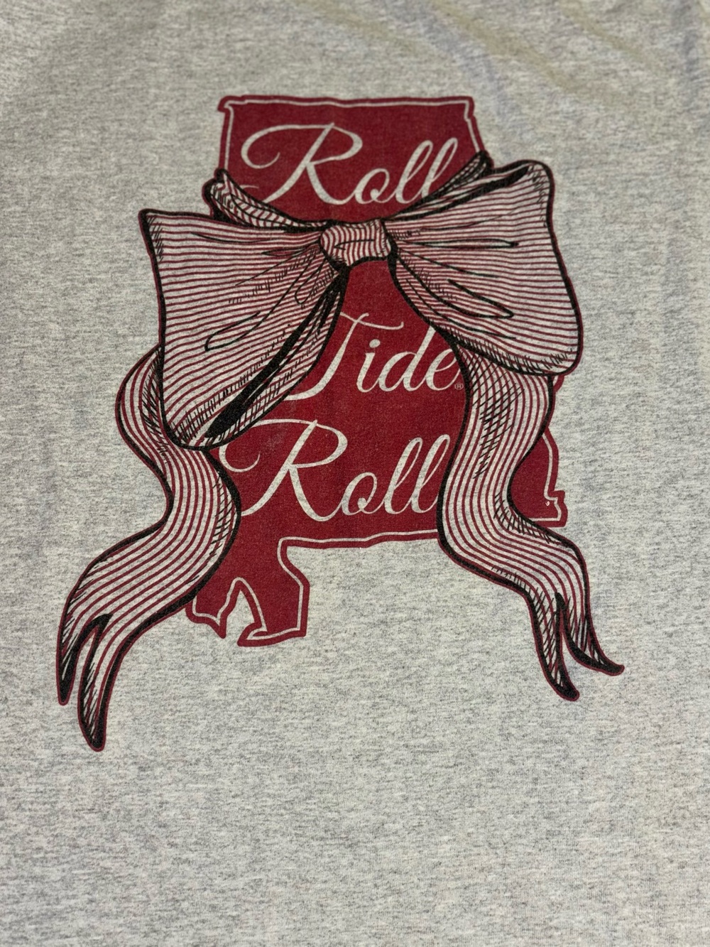 Gray Crewneck T-Shirt with Maroon Chest Logo